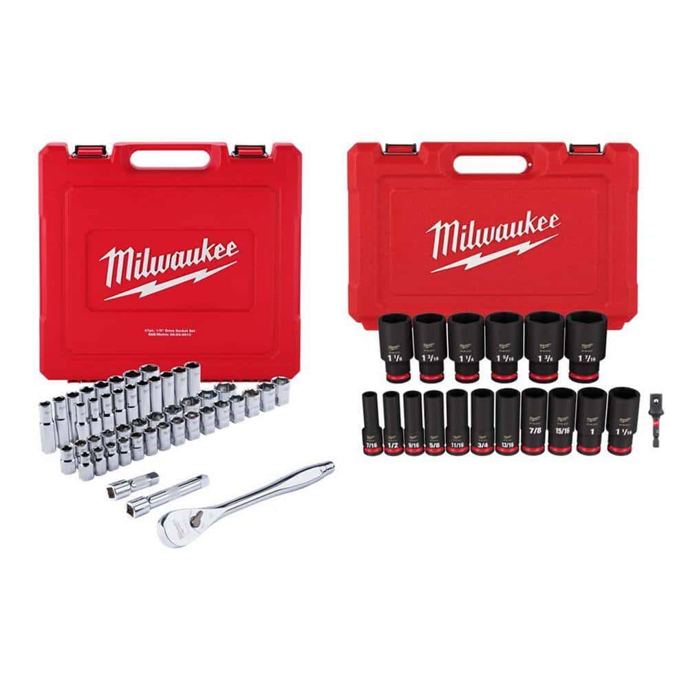 1/2 in. Drive SAE/Metric Ratchet and Socket Mechanics with Shockwave 1/2 in. Drive SAE Impact Socket Set (65 - Piece)QuantumX Chargers