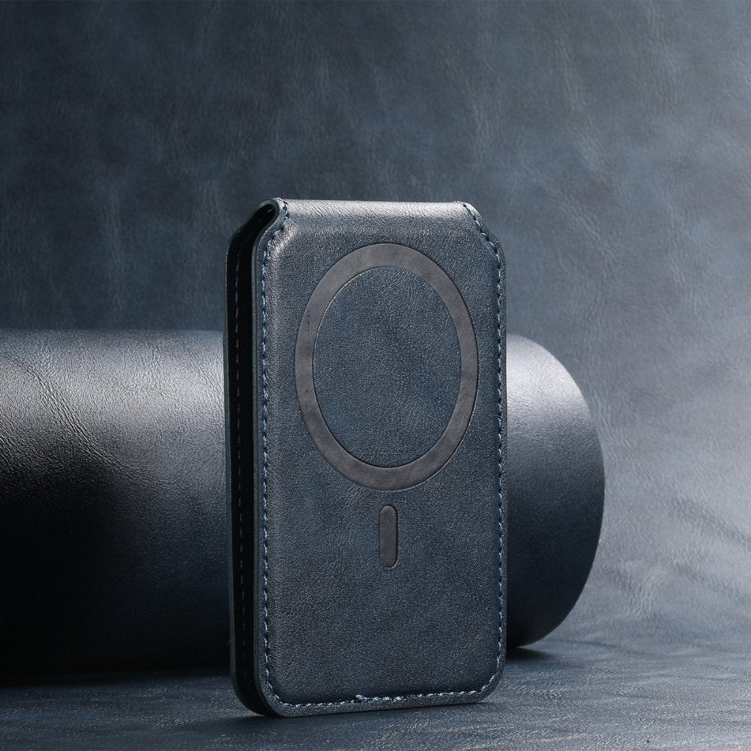 Luxury Leather Magnetic Wallet Card Holder - BrownQuantumX Chargers