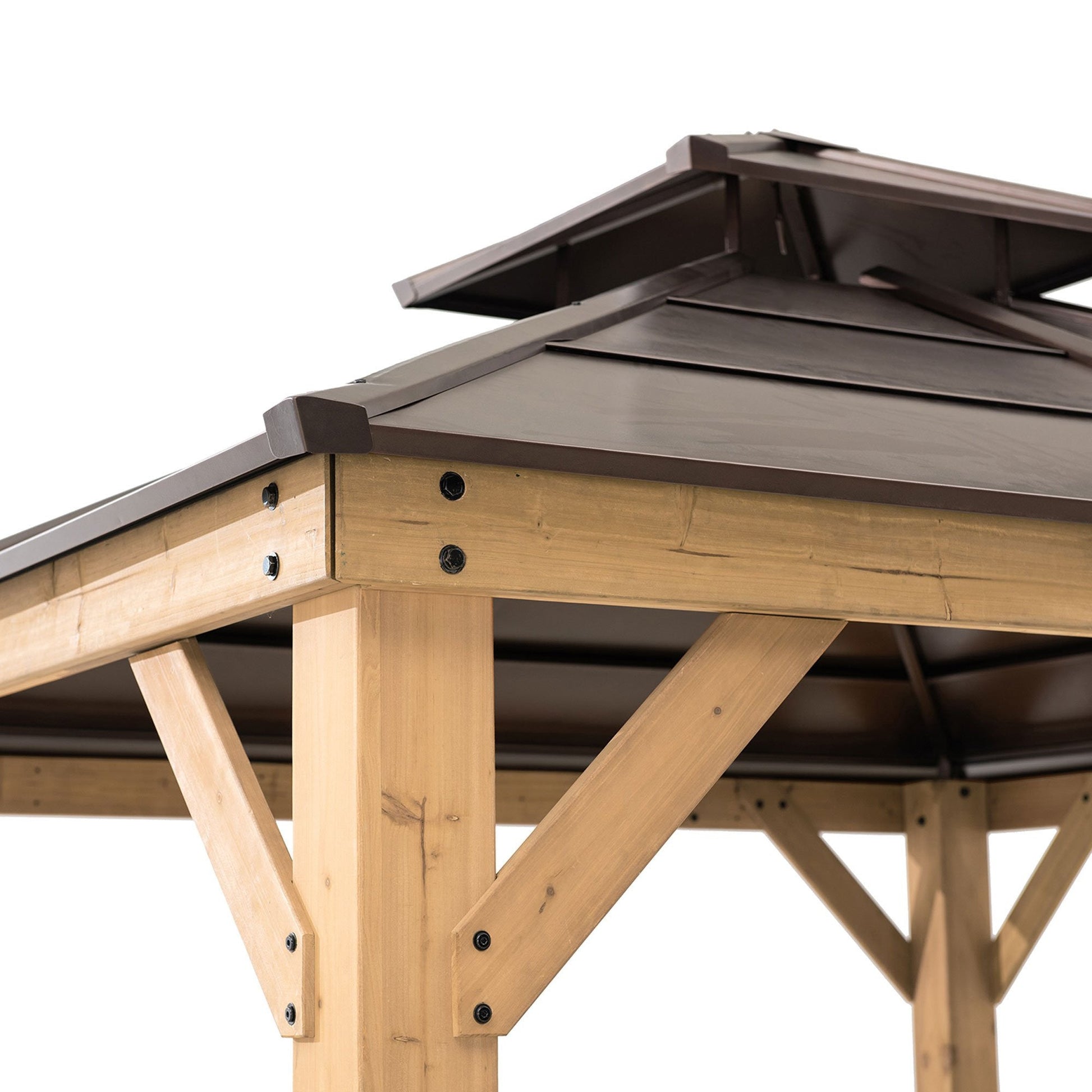 10 ft. x 10 ft. Cedar Framed Gazebo with Steel 2 - Tier Hip Roof HardtopQuantumX Chargers