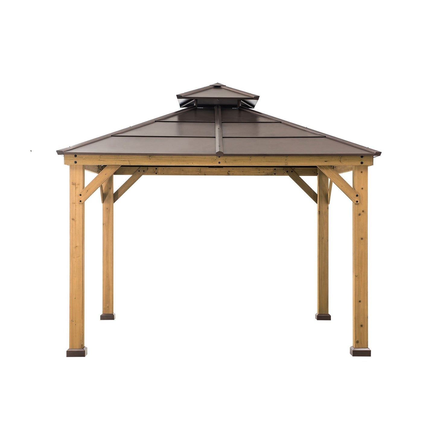 10 ft. x 10 ft. Cedar Framed Gazebo with Steel 2 - Tier Hip Roof HardtopQuantumX Chargers