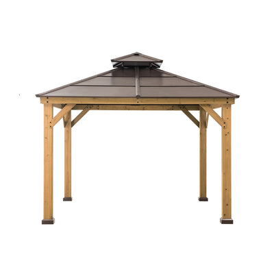 10 ft. x 10 ft. Cedar Framed Gazebo with Steel 2 - Tier Hip Roof HardtopQuantumX Chargers