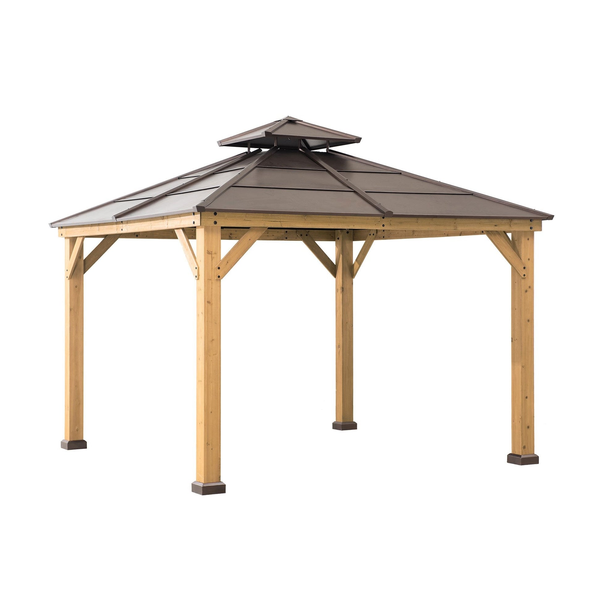 10 ft. x 10 ft. Cedar Framed Gazebo with Steel 2 - Tier Hip Roof HardtopQuantumX Chargers