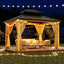 10X13 FT Outdoor Galvanised Steel Hardtop Gazebo, Heavy Duty Double Roof Outdoor Gazebo with Netting and Sunshade Curtains, Aluminium Framed Gazebo for Patio, Terrace, Lawn and Deck, KhakiQuantumX Chargers