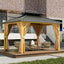 10X13 FT Outdoor Galvanised Steel Hardtop Gazebo, Heavy Duty Double Roof Outdoor Gazebo with Netting and Sunshade Curtains, Aluminium Framed Gazebo for Patio, Terrace, Lawn and Deck, KhakiQuantumX Chargers