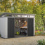 11x7 Modern Resin Outdoor Storage Shed Kit - Perfect to Store Patio Furniture, Garden Tools Bike Accessories, Beach Chairs and Lawn Mower, Grey & BlackQuantumX Chargers