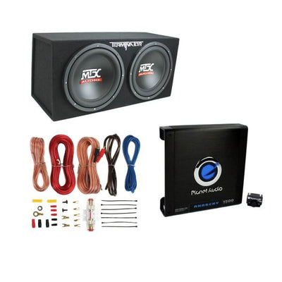 12 1200W Dual Loaded Car Subwoofers + Box + 1500W Amp + KitQuantumX Chargers