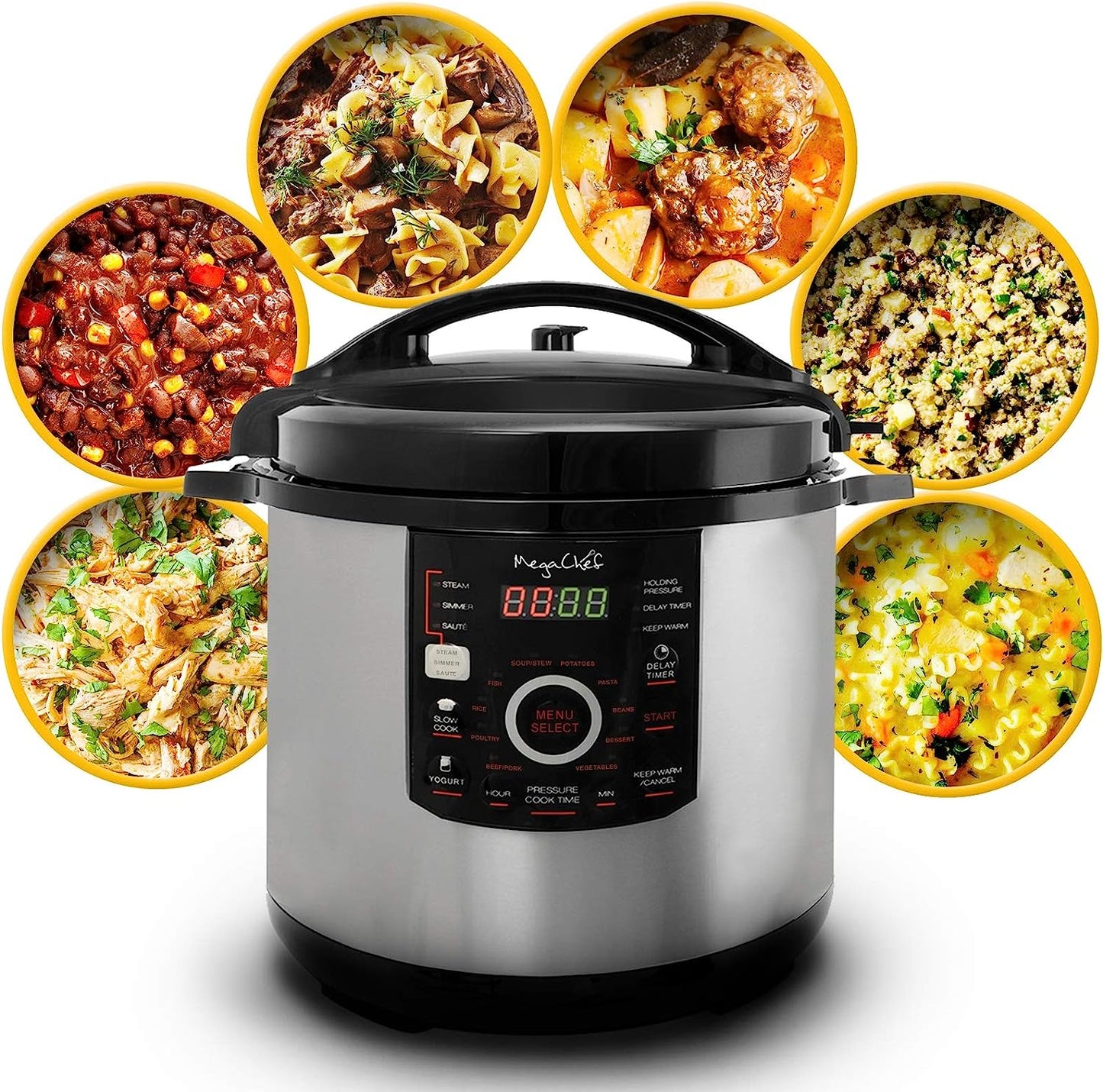 12 Quart Digital Pressure Cooker with 15 Preset Options and Glass Lid, SilverQuantumX Chargers