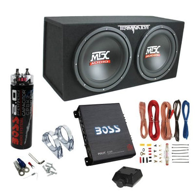 1200W Dual Loaded Car Subwoofer & 1100W Amp with Kit & CapacitorQuantumX Chargers