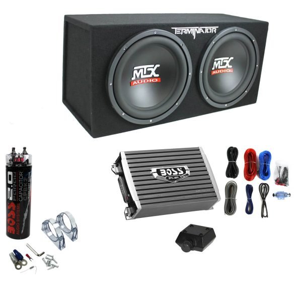 1200W Dual Loaded Subwoofer Box + 1500W Amplifier + CapacitorQuantumX Chargers