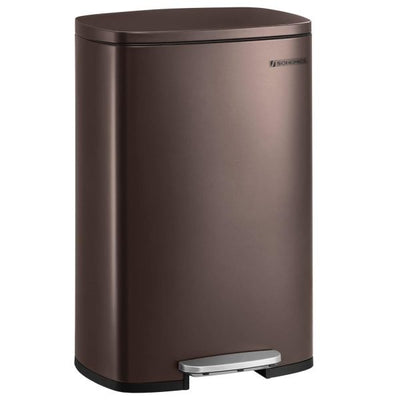 13 Gallon Trash Can, Stainless Steel Kitchen Garbage Can, Recycling or Waste Bin, Soft Close, Step - On Pedal, Removable Inner Bucket, Brown。QuantumX Chargers