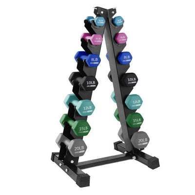 146 Pound Neoprene Dumbbell Full Body Weight Set with Storage RackQuantumX Chargers