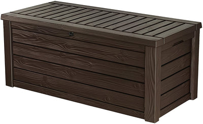 150 Gallon Resin Large Deck Box - Organization and Storage for Patio Furniture, Outdoor Cushions, Garden Tools and Pool Toys, BrownQuantumX Chargers