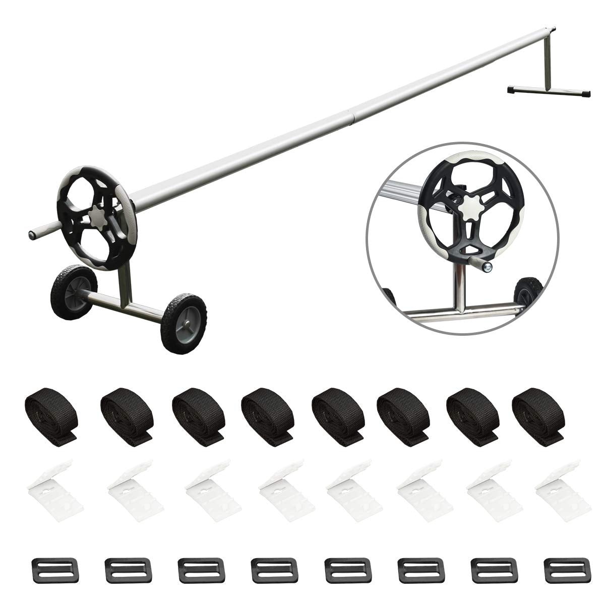 18FT Pool Cover Reel Set, Aluminum Pool Solar Cover ReelQuantumX Chargers