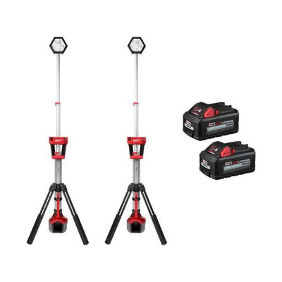 18V Lithium - Ion Cordless Rocket Dual Power Tower Lights with (2) 6.0Ah High Output BatteriesQuantumX Chargers