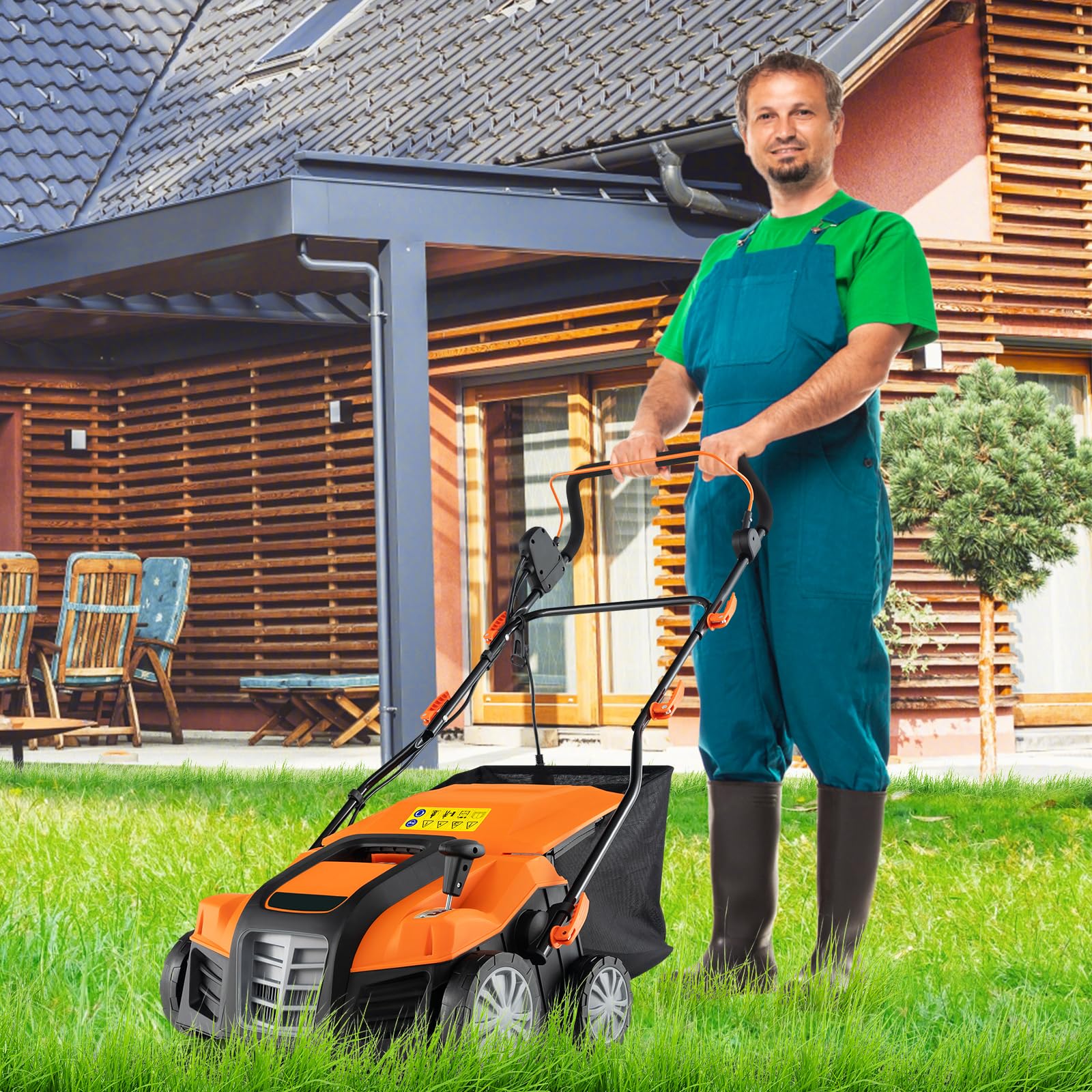 2 - in - 1 Scarifier and Lawn Dethatcher, 16 - Inch 15A Corded Electric Dethatcher w/ 14.5 - Gal Collection BagQuantumX Chargers