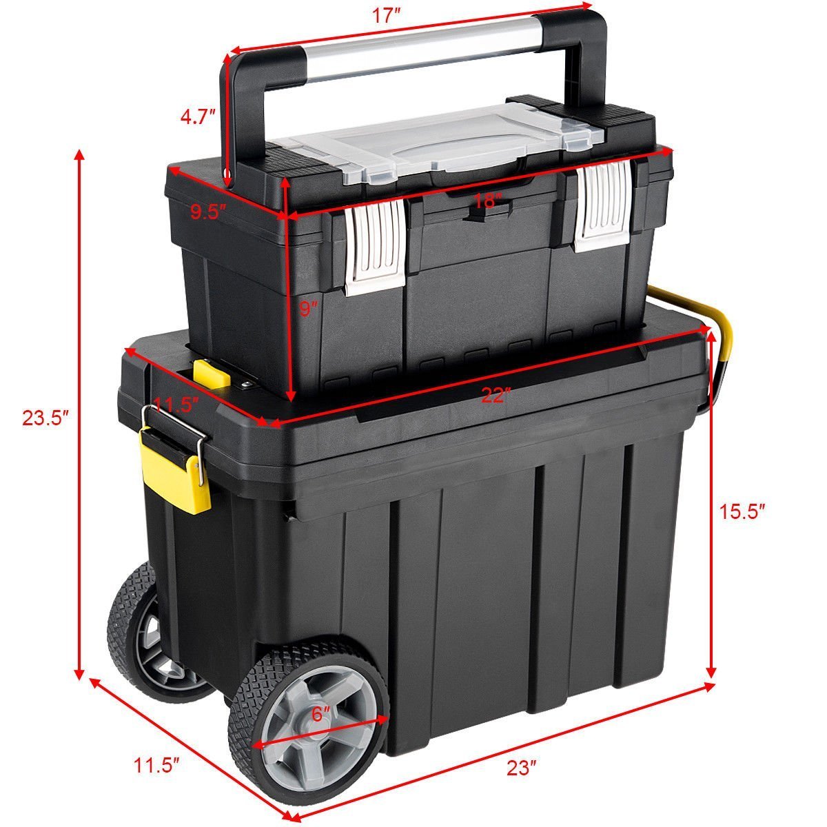 2 - in - 1 Tool Box Portable Rolling Toolbox Storage Solution Multi - Purpose Plastic Organizer SetQuantumX Chargers