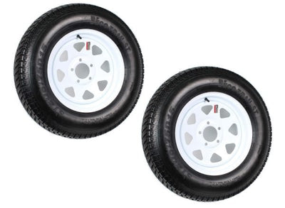 2 - Pack Trailer Tire On Rim ST205/75D15 205/75 D 15 in. LRC 5 Hole White SpokeQuantumX Chargers