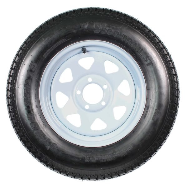 2 - Pack Trailer Tire On Rim ST205/75D15 205/75 D 15 in. LRC 5 Hole White SpokeQuantumX Chargers