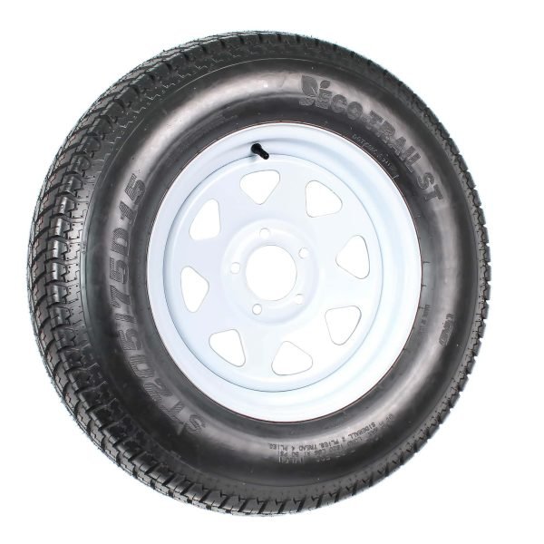 2 - Pack Trailer Tire On Rim ST205/75D15 205/75 D 15 in. LRC 5 Hole White SpokeQuantumX Chargers