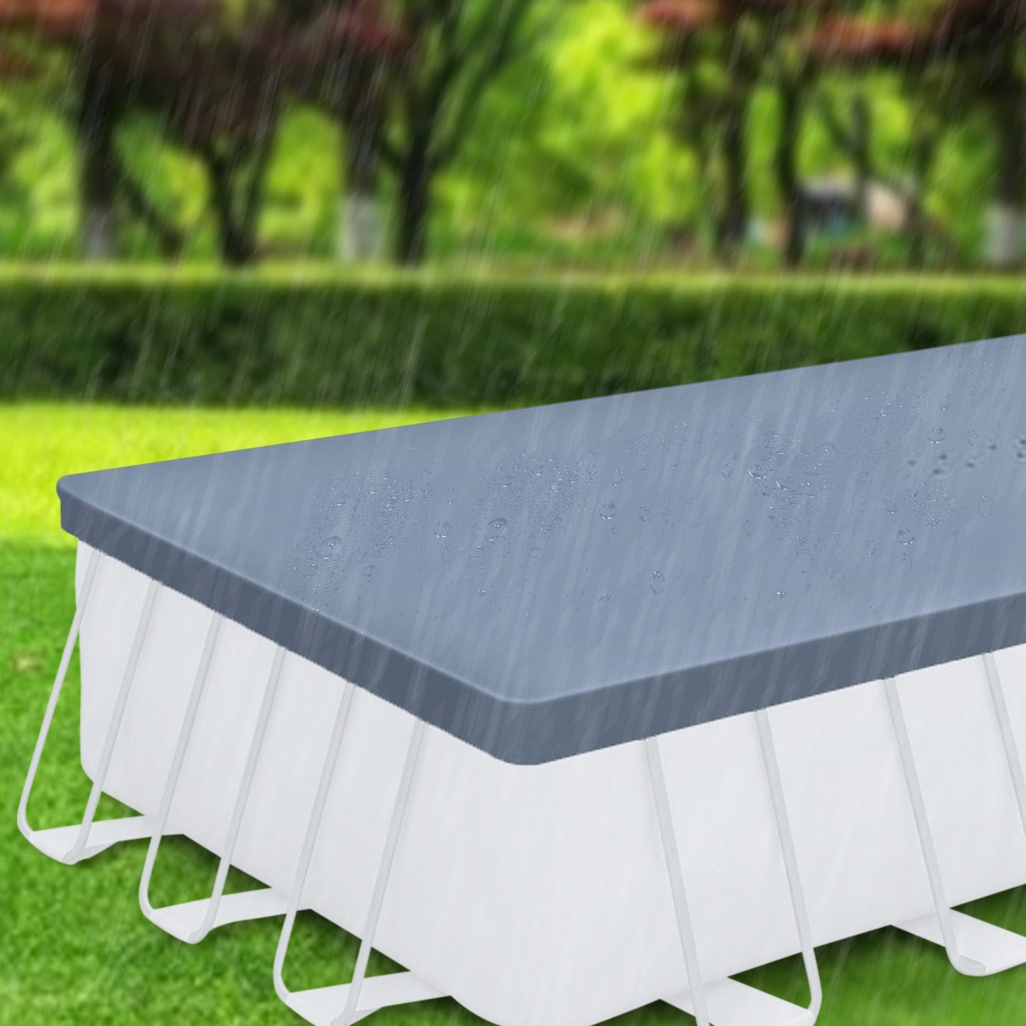24’ Durable Rectangular Pool Cover for Oasis and Activity Pools, GrayQuantumX Chargers