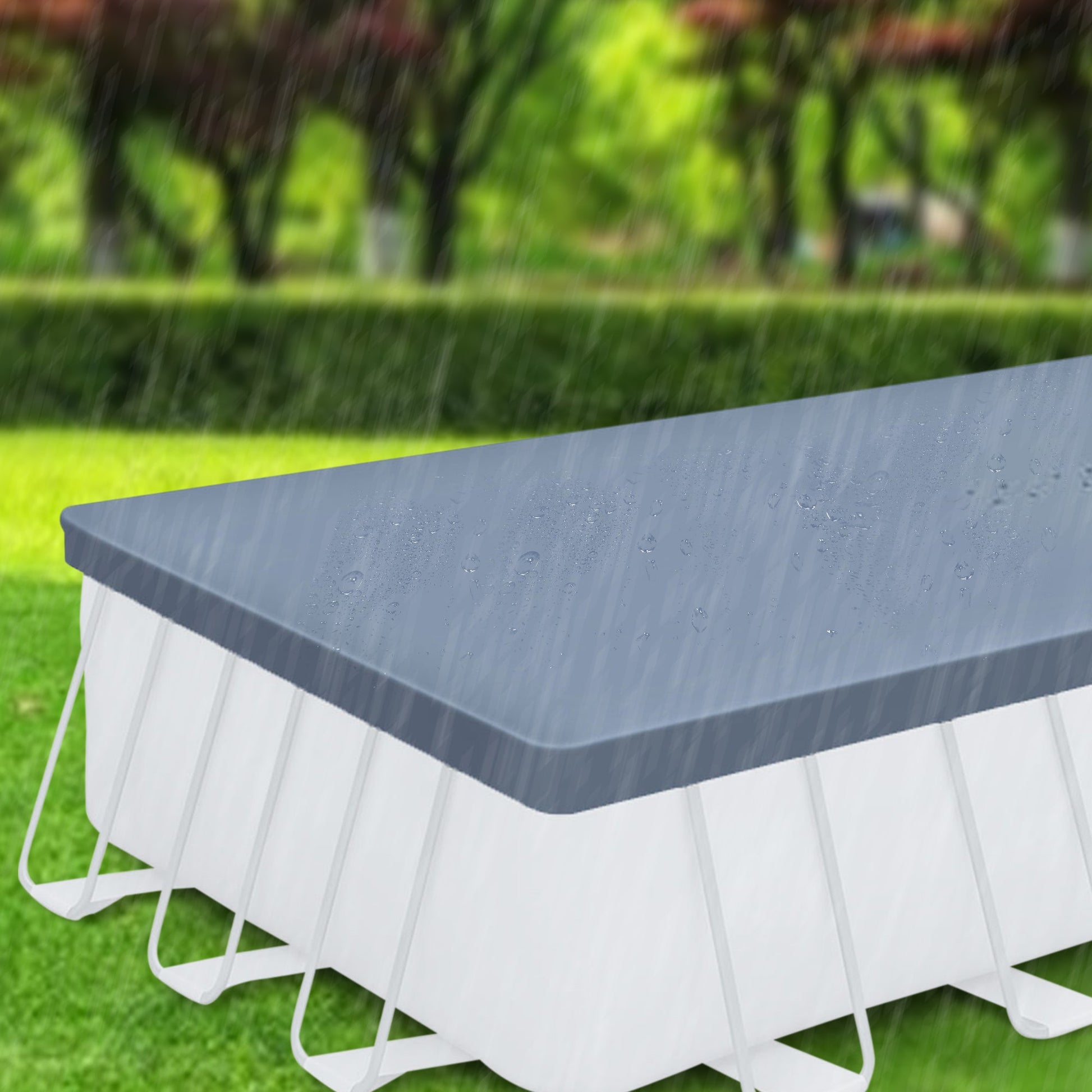 24’ Durable Rectangular Pool Cover for Oasis and Activity Pools, GrayQuantumX Chargers