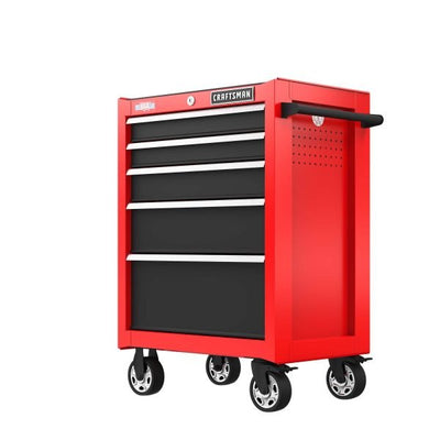 26 - in W x 36.5 - in H 5 - Drawer Steel Rolling Tool Cabinet (Red)QuantumX Chargers