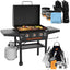 28 Inch Blackstone Griddle 2080 with Hood XL Griddle Original 3 - Burner Outdoor Flat Top Grill, with Blackstone Griddle Accessories, Seasoning, and Wholesalehome Gloves and ClothQuantumX Chargers