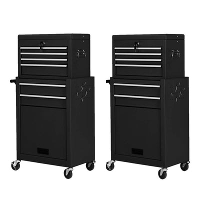 2PCS Rolling Tool Chest, 6 - Drawer Toolbox Set of 2QuantumX Chargers