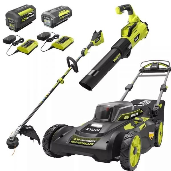 40V Brushless 20 in. Walk Behind Self Propelled Mower String Trimmer Leaf Blower with (2) Batteries and (2) ChargersQuantumX Chargers