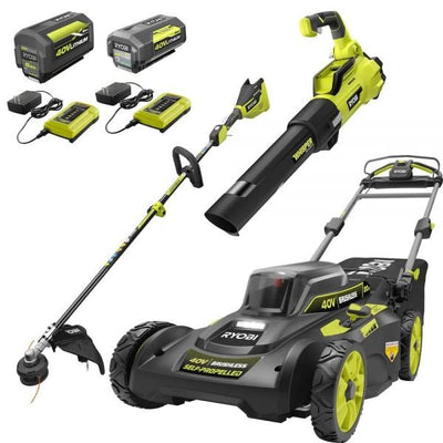 40V Brushless 20 in. Walk Behind Self Propelled Mower String Trimmer Leaf Blower with (2) Batteries and (2) ChargersQuantumX Chargers