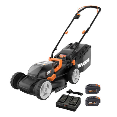 40V Cordless Lawn Mower 14 with Intellicut, Mulching, 2x20V 4.0Ah Batteries and Charger IncludedQuantumX Chargers