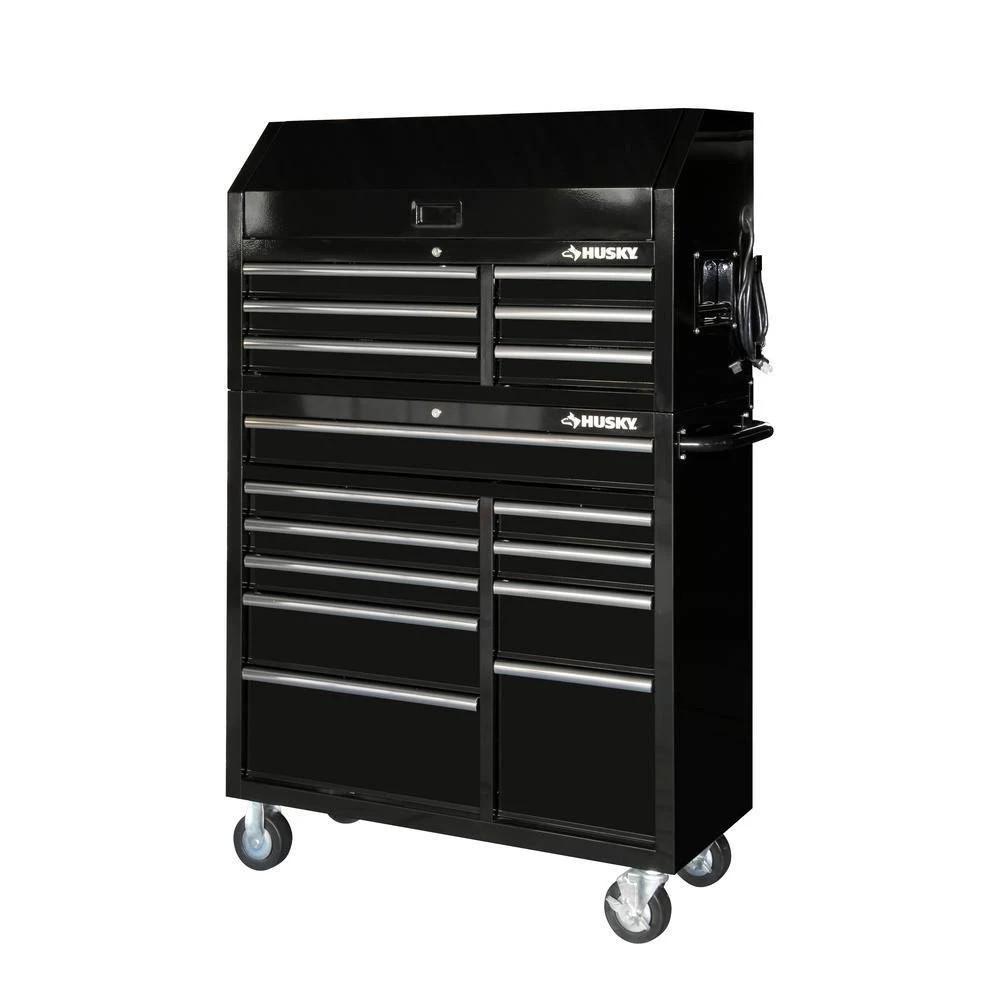 41 in. 16 - Drawer Tool Chest and Cabinet Combo in Gloss BlackQuantumX Chargers