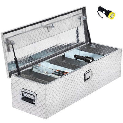 48 Inch Diamond Plate Truck Bed Tool Box with Shelf SilverQuantumX Chargers