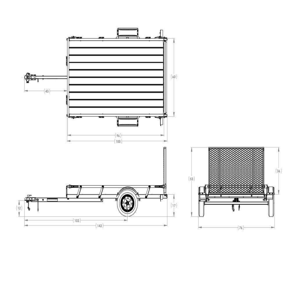 5 ft. x 8 ft. Wood Floor Utility Trailer w Sliding Rail SystemQuantumX Chargers