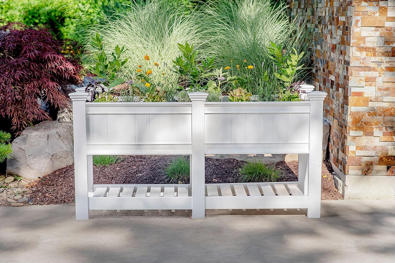 68.5"W x 24"L Vinyl Raised Planter with Extension KitQuantumX Chargers