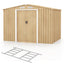 8' x 6' Woodgrain Outdoor Storage Shed, Galvanized Metal Tool House Organizer w/Base Floor, 4 VentsQuantumX Chargers