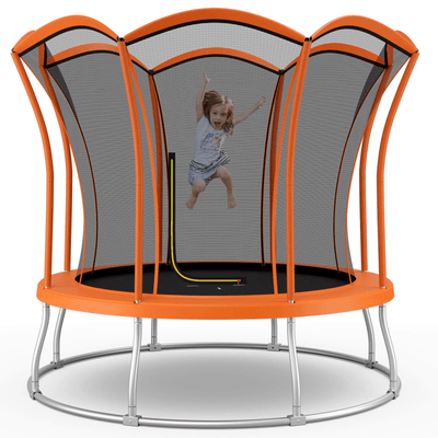 8FT/ 10FT Outdoor Trampoline, ASTM Approved Trampoline with Unique Flower ShapeQuantumX Chargers