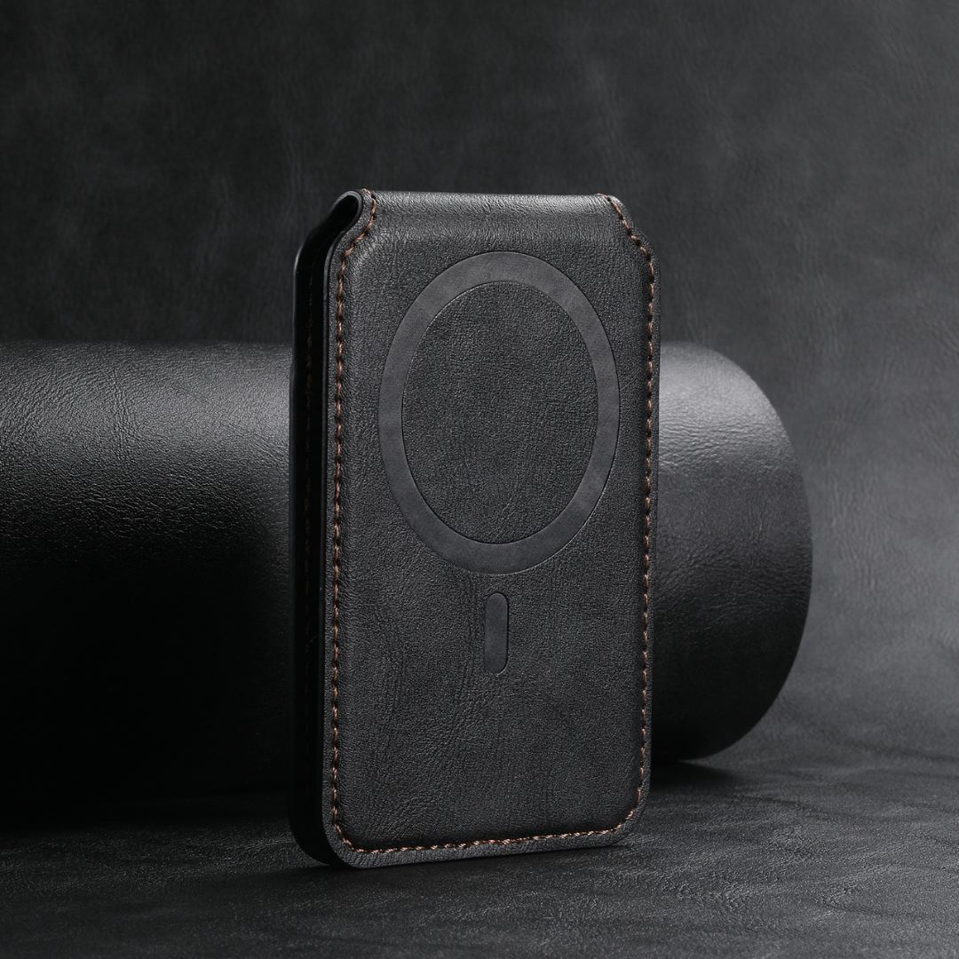 Luxury Leather Magnetic Wallet Card Holder-Black