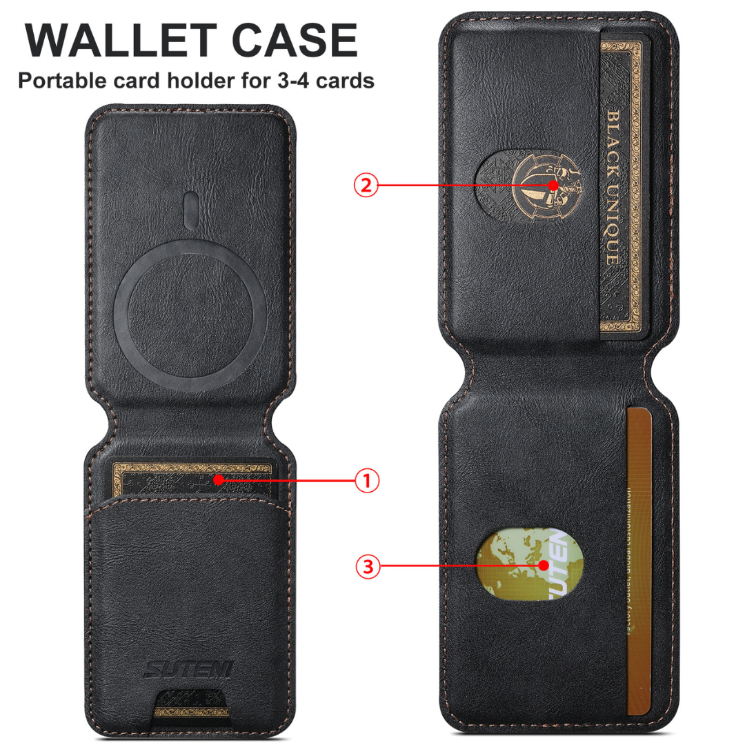 Luxury Leather Magnetic Wallet Card Holder-Black