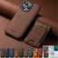 Premium 2-in-1 Leather Wallet & MagSafe iPhone Case-Litchi Wax Brown