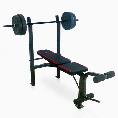 Adjustable Standard Combo Weight Bench with Rack and Leg Extension and 90 lb.QuantumX Chargers