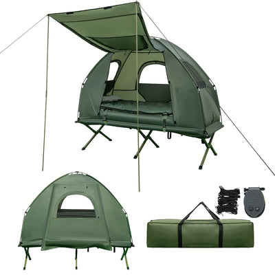 Camping Tent Cot, 5 - in - 1 Folding Camping Bed with Air Mattress, Pillow, Sleeping BagQuantumX Chargers