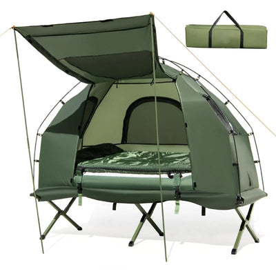 Camping Tent Cot, 5 - in - 1 Folding Camping Bed with Air Mattress, Pillow, Sleeping Bag, Waterproof Elevated Tent ShelterQuantumX Chargers