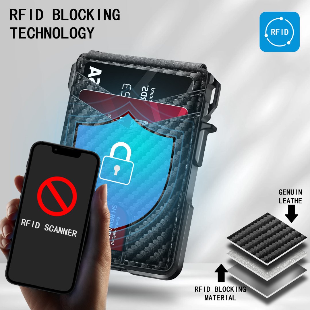 Carbon Fiber RFID - Blocking Tactical Wallet with Quick Access - DenimQuantumX Chargers