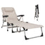 Chaise Lounge Chair, Folding Outdoor Patio Lounger with Cup Holder & Detachable HeadrestQuantumX Chargers