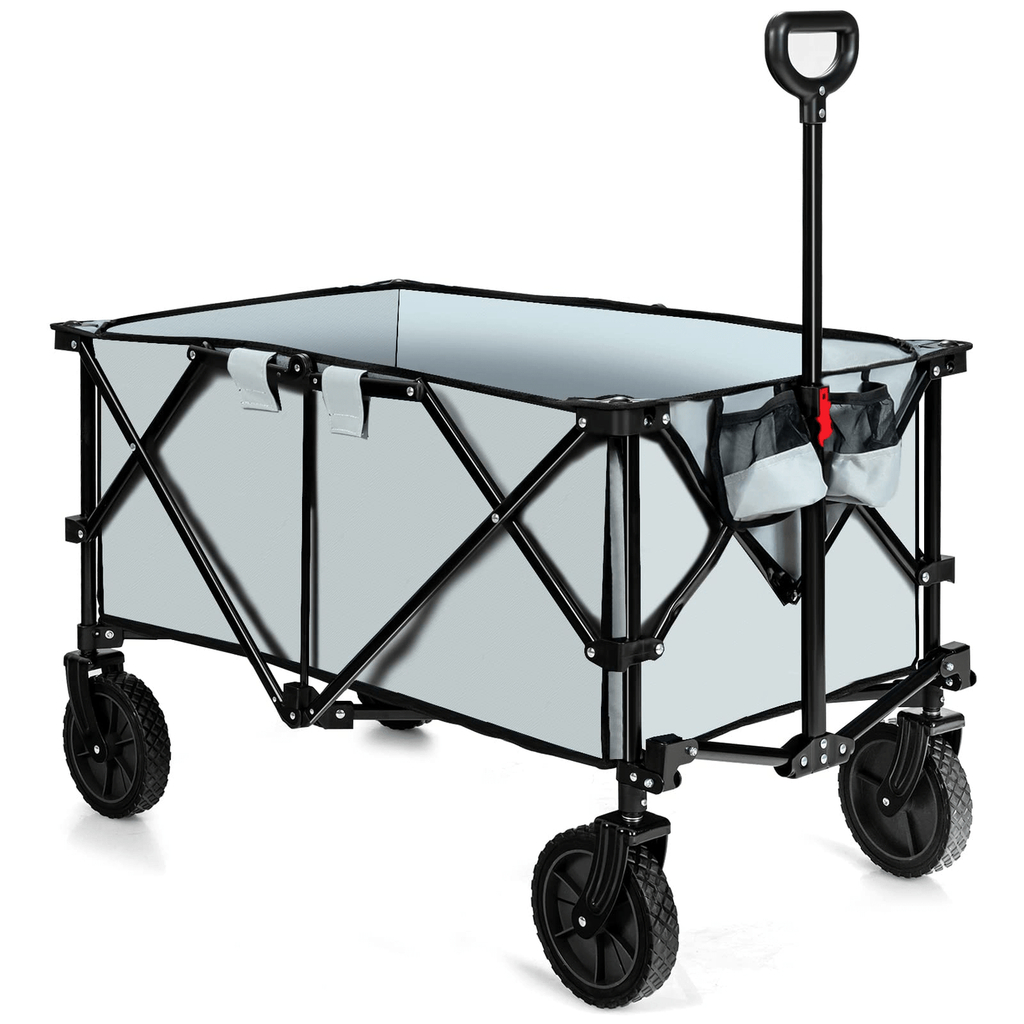 Collapsible Wagon, Folding Utility Wagon Cart w/Universal Wheels & Adjustable Handle & Cover BagQuantumX Chargers