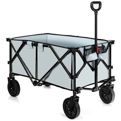 Collapsible Wagon, Folding Utility Wagon Cart w/Universal Wheels & Adjustable Handle & Cover BagQuantumX Chargers