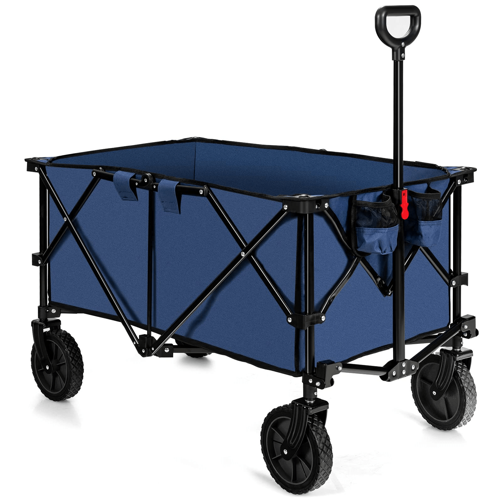 Collapsible Wagon, Folding Utility Wagon Cart w/Universal Wheels & Adjustable Handle & Cover BagQuantumX Chargers
