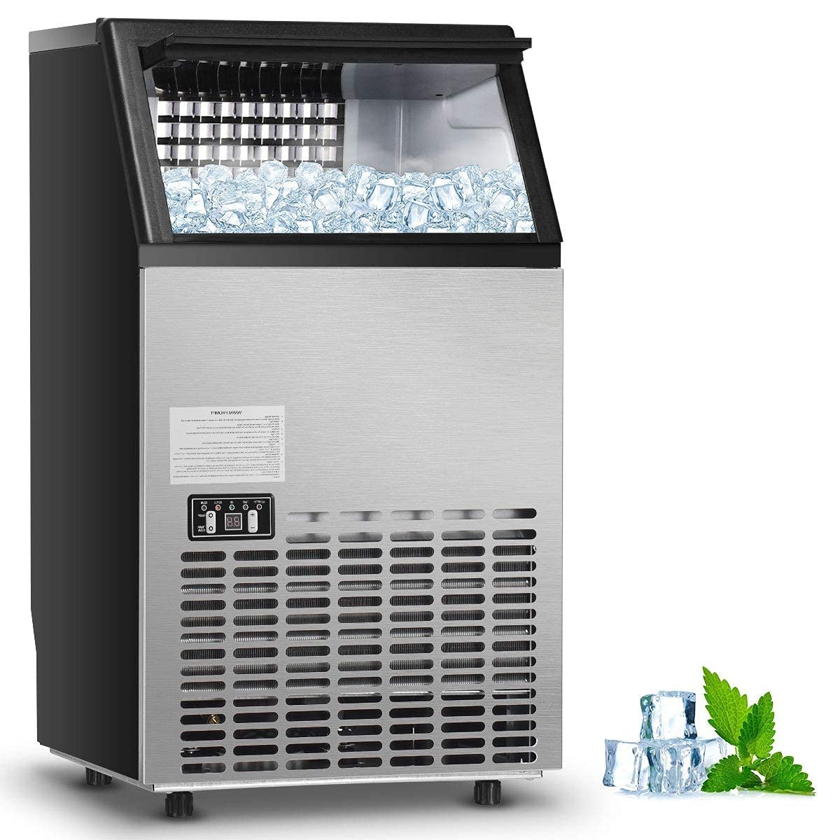 Commercial Home Ice Maker Machine, Built - in Stainless Steel Electric Ice Cube Maker, 33lbs Storage Capacity & Ice ShovelQuantumX Chargers