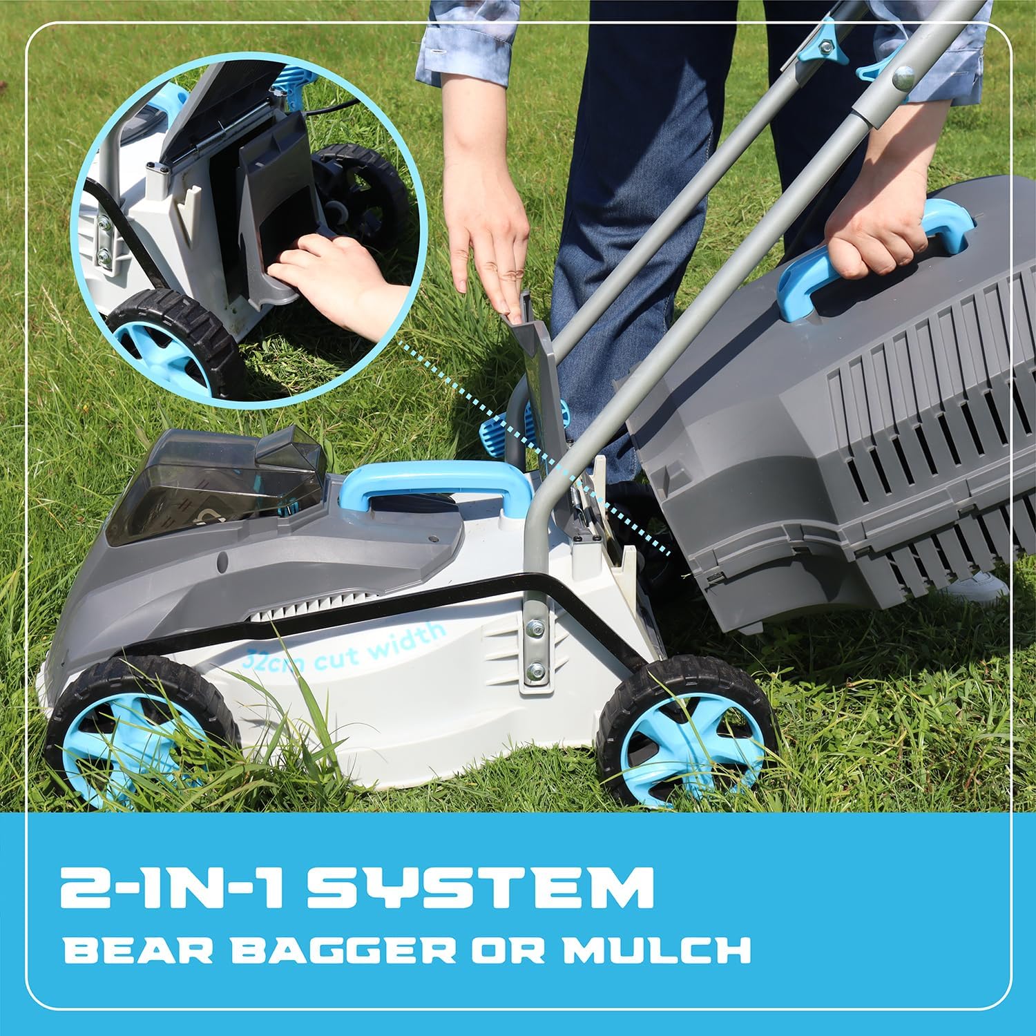 Cordless Lawn Mower, 15 - in Lawn Mowers Lightweight, 40V Lithium - ion Lawnmower w/Brushless Motor, 5 Cutting Heights Adjustable - Low Noise 2 in 1 Push MowerQuantumX Chargers